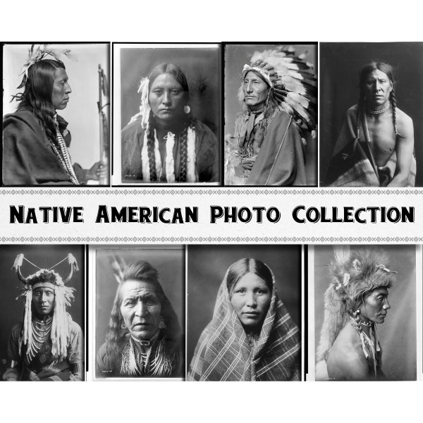 Vintage Native American Photograph Collection / Digital Download / Commercial Use / American Indian Clipart Printable