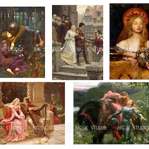 Medeltida riddare och prinsessa målade bilder / Digital nedladdning / Kommersiell användning / Clipart bild 3