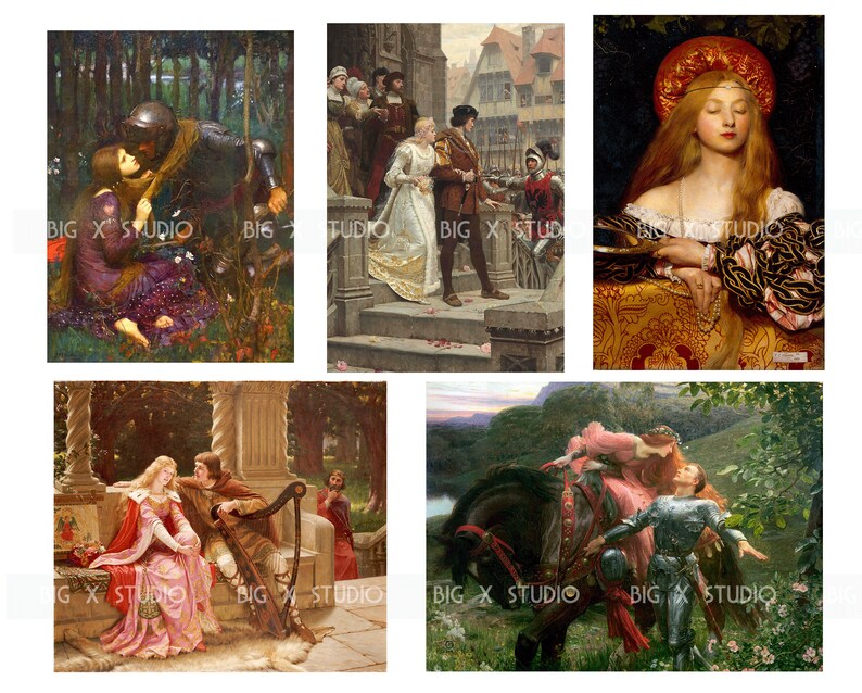 Medeltida riddare och prinsessa målade bilder / Digital nedladdning / Kommersiell användning / Clipart bild 3