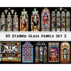 Images de vitraux de la Renaissance médiévale Set 2 / Téléchargement numérique / Utilisation commerciale / vintage Clipart