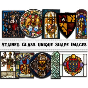 Ensemble d&#39;Images de vitraux Renaissance médiévales / Téléchargement numérique / Usage commercial / Clipart PNG