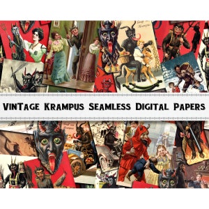 Vintage Krampus Seamless Digital Papers / Scrapbook Wallpapers / Christmas Download  Printable / Commercial Use Included