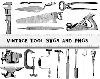 Vintage Tool Images, Woodworking ClipArt, Digital Download, Commercial Use, PNG SVG, Blacksmith Tools