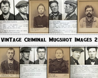 Vintage Criminal Mugshot Photographs Set 2 / Digital Download / Commercial Use / Victorian Crime Clipart Printable