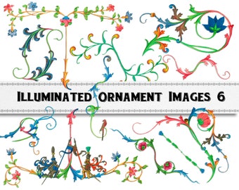 Mittelalterliches Floral Ornament Clipart: Handschriftliche Ornamente (Digitaler Download)
