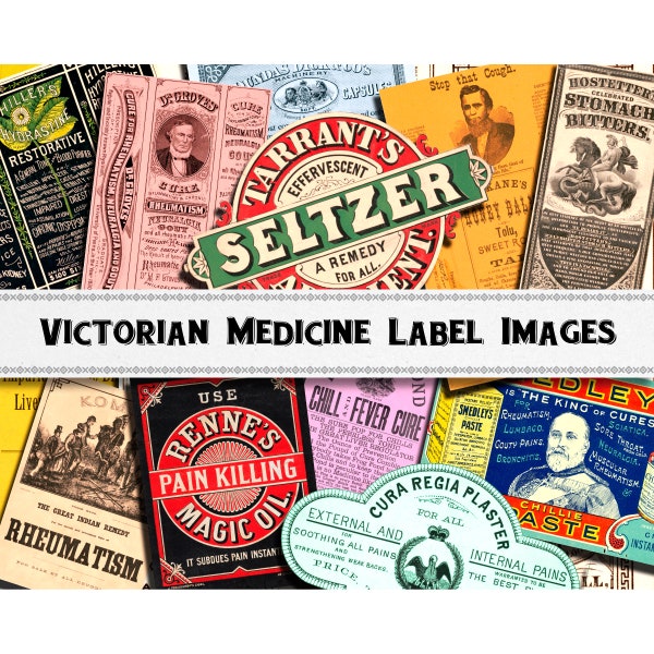 Vintage Medicine Label Images / Digital Download / Commercial Use / Victorian Pharmacy / Clipart