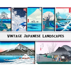 Vintage Japanese Landscape Images / Digital Download / Mount Fuji / Commercial Use