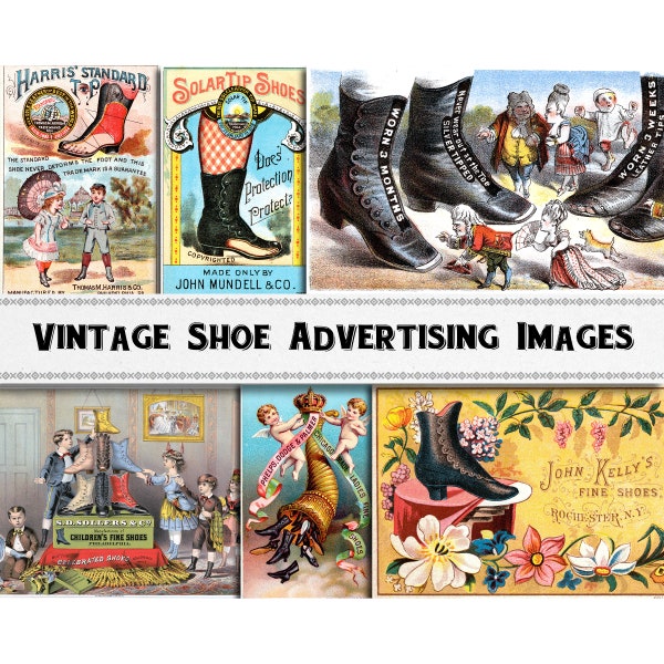 Vintage Shoe Advertising Images / Digital Download / Commercial Use / Victorian Fashion Clipart