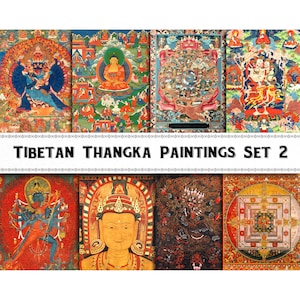 Thangka buddisti tibetani vintage Set 2 / Immagini Mandala Art / Download digitale / Uso commerciale / Clipart buddista