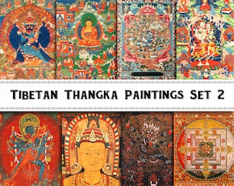 Vintage Tibetan Thangka Art: Buddhist Mandala Images (Digital Download)