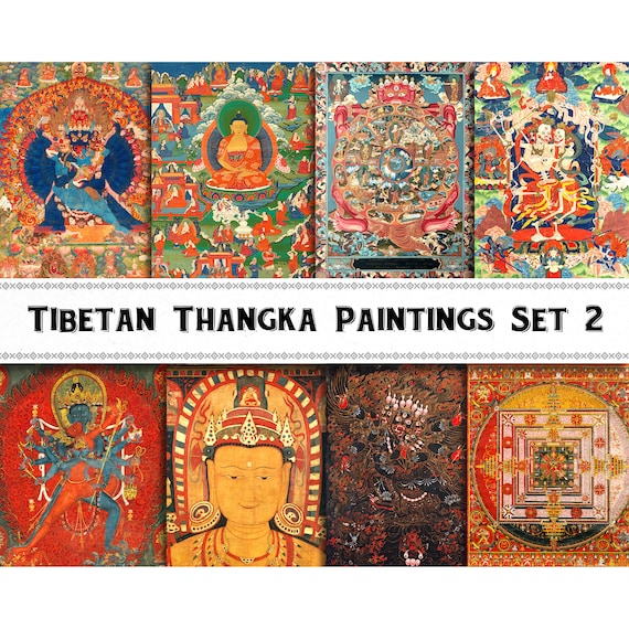 Vintage Tibetan Thangka Art: Buddhist Mandala Images (Digital Download)