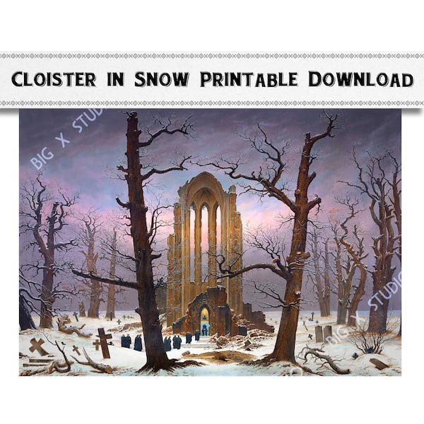 Cloister in the Snow Digital Download / Caspar David Friedrich / Commercial Print Use / Klosterfriedhof