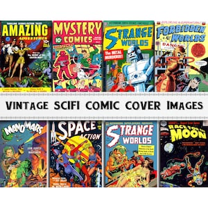Vintage Science Fiction Comic Images / Digital Download / Commercial Use / SciFi Clipart DIY