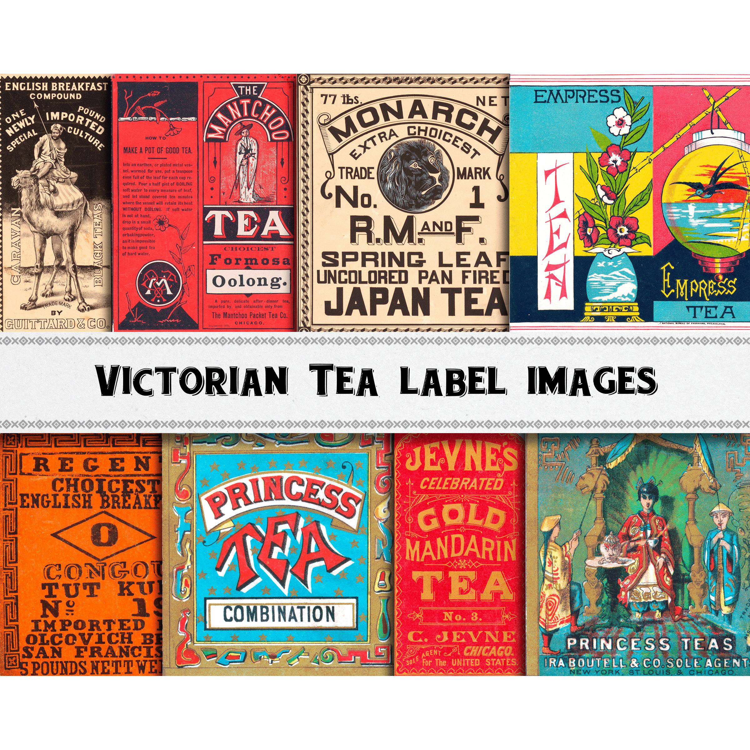 希少！！ LABELS AND TAGS ヴィンテージ専門誌 Vintage Tea Labels / Victorian Ephemera / Commercial Use / Digital