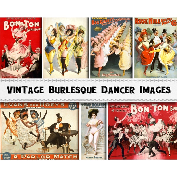 Vintage Burlesque Dancer Posters / Victorian Ephemera / Commercial Use / Digital Download