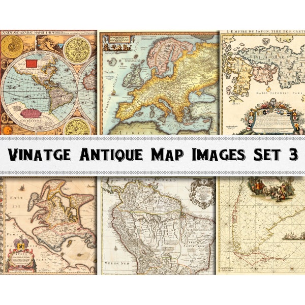 Antique Map Image Set 3 / Medieval Renaissance Maps / Digital Download / Commercial Use / Printable Clipart / Digi Kit Ephemera Collage