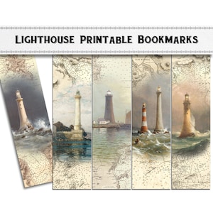 Lighthouse Theme Printable Bookmarks / Digital Download / Nautical Gift / Party Favors