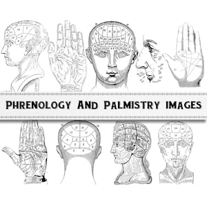 Vintage Phrenologie und Handlesen SVG Bilder / Digital Download / Kommerzielle Nutzung / Skalierbarer Vektor