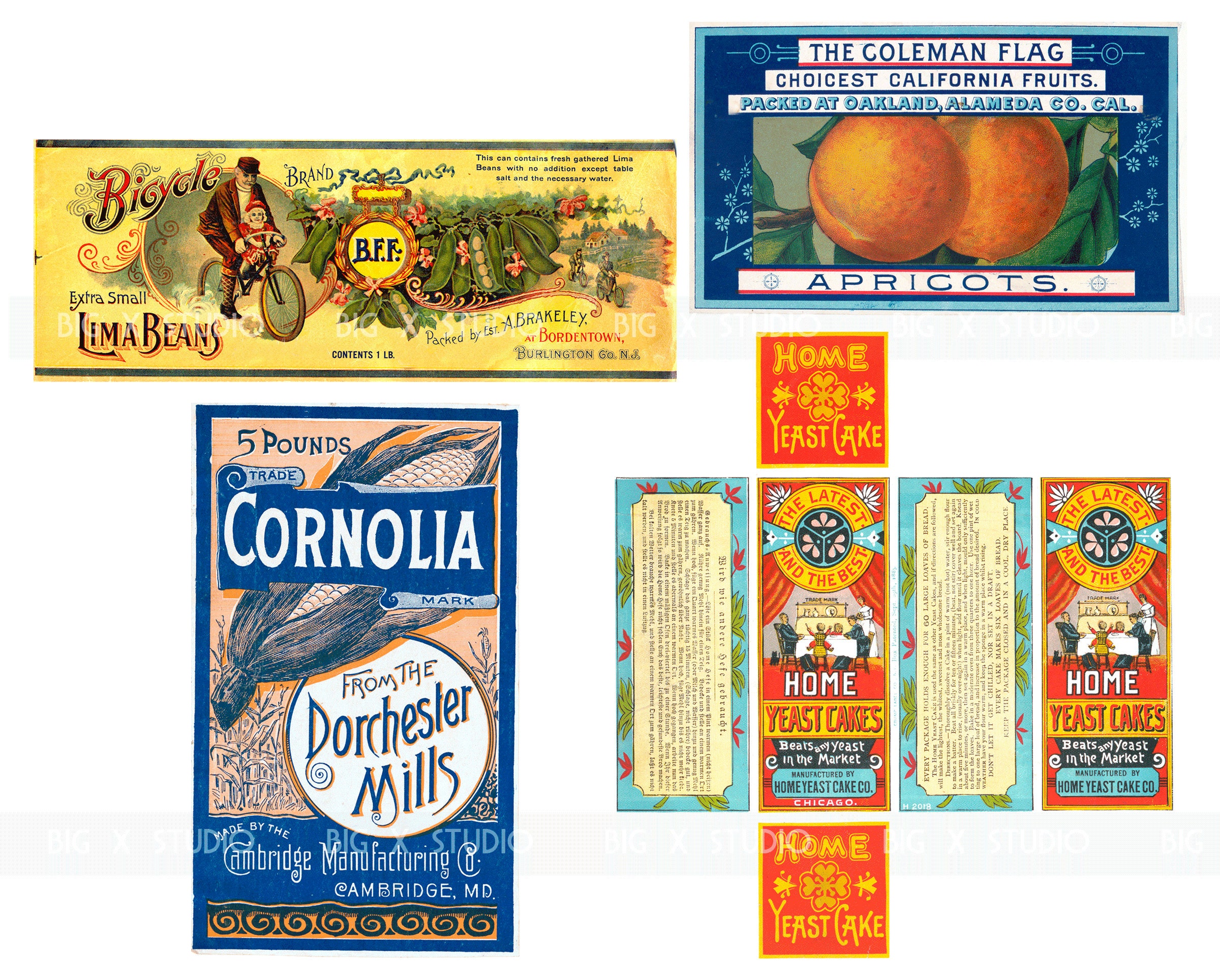 Vintage Food Label Images Set 3 / Digital Download / Commercial