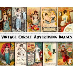 Vintage Korsett Mode Werbung Bilder / Digital Download / Kommerzielle Nutzung / Clipart Printable