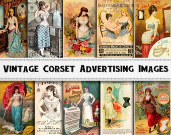 Vintage Corset Fashion Advertising Images / Digital Download / Commercial Use / Clipart Printable