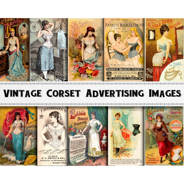 Vintage Corset Fashion Advertising Images / Digital Download / Commercial Use / Clipart Printable