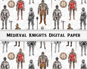 Medieval Knight Armor Digital Paper / Seamless Pattern / Commercial Use / Knights Download / Printable Wallpaper