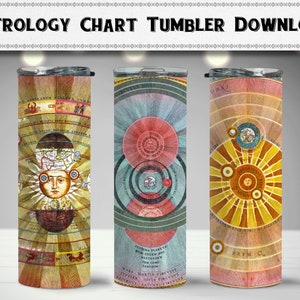 Vintage Astrological Tumbler Wrap 1, Skinny 20oz Tumbler, Sublimation Design, Digital Download, Star Chart PNG