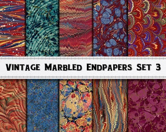 Marbled Paper Images Set 3, Book Endpapers, Commercial Use, Digital Download, Venetian Paper