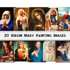 Imágenes de pintura de la Virgen María / Descarga digital / Uso comercial / Imágenes prediseñadas