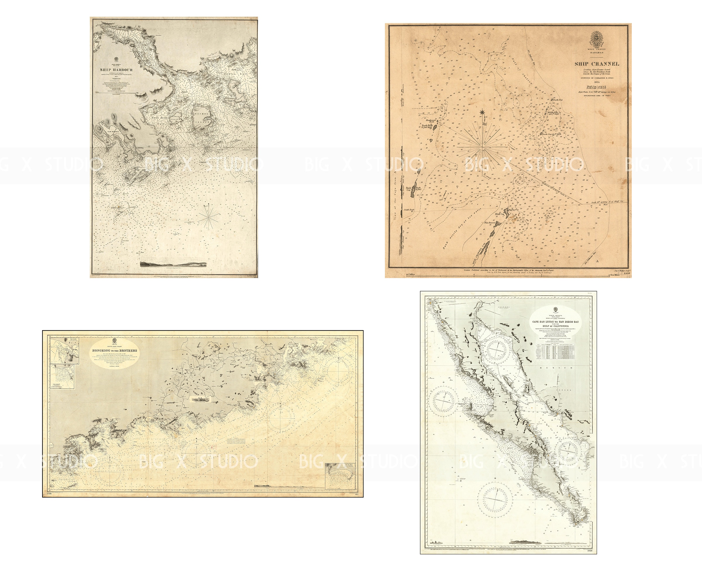Vintage Nautical Chart Images / Coastal Maps / Digital Download ...
