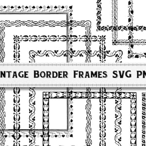 May include: A set of six black and white vintage border frames featuring intricate floral and geometric designs. The frames are ideal for adding a touch of elegance to your projects.
