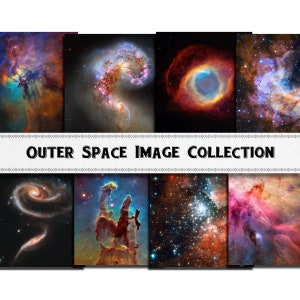 May include: A collection of eight outer space images featuring colorful nebulae, galaxies, and star clusters. The images are arranged in a grid of four rows and two columns. The images are all high-resolution and show the beauty of the universe.