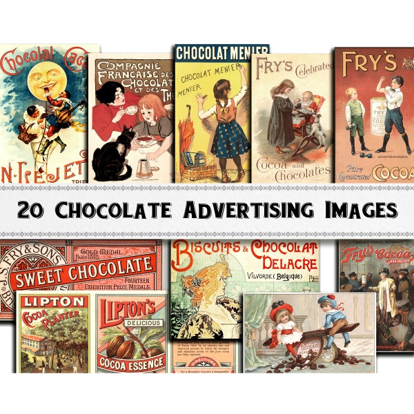 Chocolate and Cocoa Advertising Images / Victorian Ephemera / Commercial Use / Digital Download