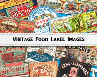 Vintage Food Label Images / Digital Download / Commercial Use / PNG Clipart