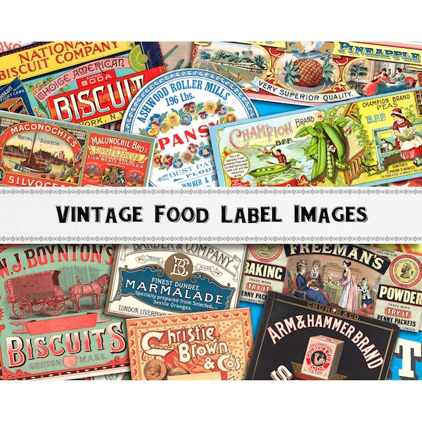 Vintage Food Label Images / Digital Download / Commercial Use / PNG Clipart