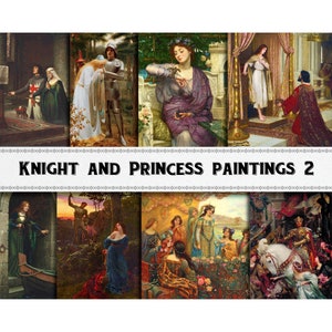 Medieval Knight and Princess Painting Images Set 2 / Digital Download / Commercial Use / Clipart