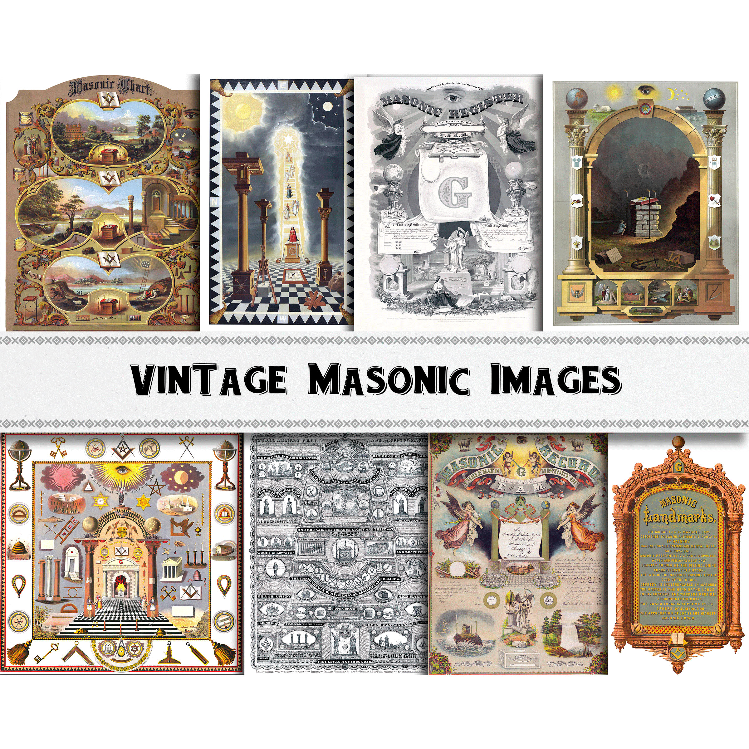 Masonic Symbol Images / Digital Download / Commercial Use / Freemason Clipart Printable