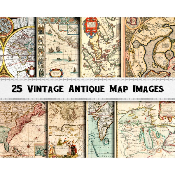 Antique Map Images / Medieval Renaissance Maps / Digital Download / Commercial Use / Clipart
