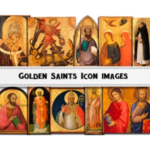 Gold Icons of Saints Images / Digital Download / Commercial Use / PNG Clipart