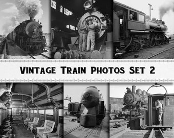 Vintage Train Photographs Set 2 / Digital Download / Commercial Use / Railroad Clipart Printable