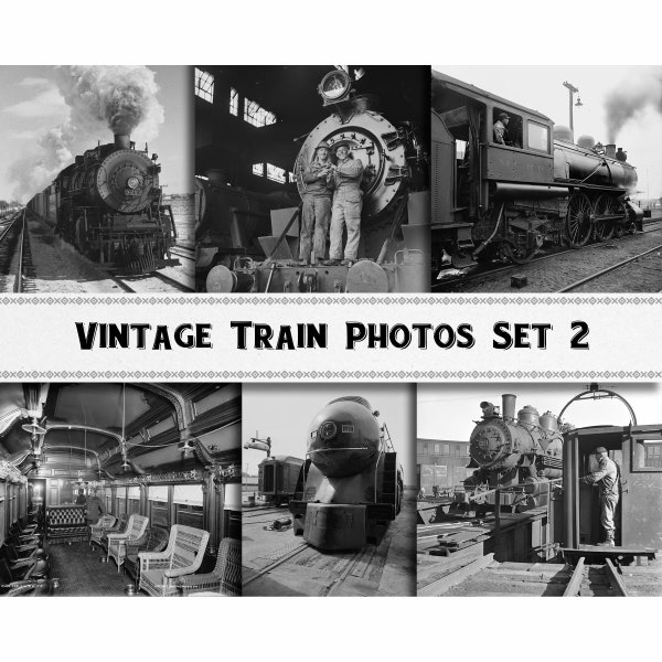 Vintage Train Photographs Set 2 / Digital Download / Commercial Use / Railroad Clipart Printable