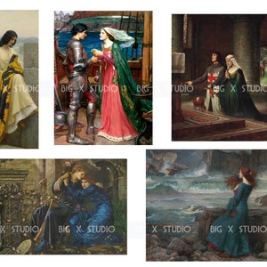 Medeltida riddare och prinsessa målade bilder / Digital nedladdning / Kommersiell användning / Clipart bild 4