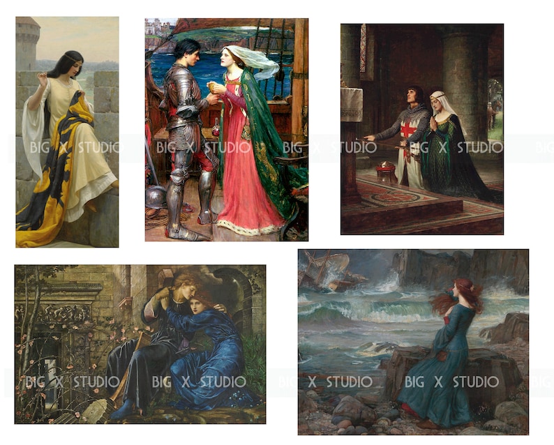 Medeltida riddare och prinsessa målade bilder / Digital nedladdning / Kommersiell användning / Clipart bild 4