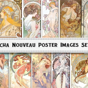 Alphonse Mucha Art Nouveau Poster Images Set 2 / Digital Download / Commercial Use / Clipart DIY