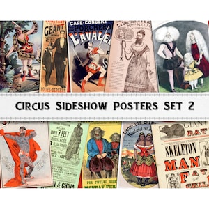 Circus Sideshow Poster Images Set 2 / Téléchargement numérique / Utilisation commerciale / Clipart DIY
