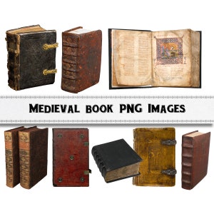 May include: A collection of eight antique books with leather covers and ornate metal clasps. The books are in various shades of brown, red, and gold. Some of the books are open, revealing handwritten text and illustrations.
