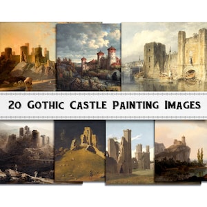 Medieval Gothic Castle Painting Images / Digital Download / Commercial Use / Clipart