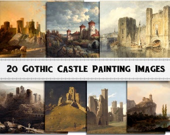 Medieval Gothic Castle Painting Images / Digital Download / Commercial Use / Clipart