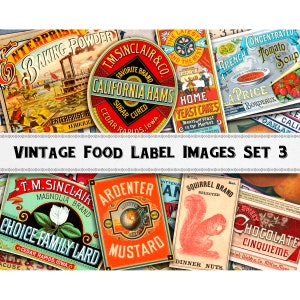 Vintage Food Label Images Set 3 / Digital Download / Commercial Use / Clipart
